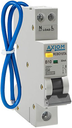 Axiom RCBO10TA 10A 30mA Compact RCBO Type A SP B Curve