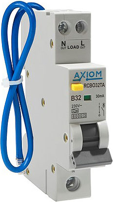 Axiom RCBO32TA 32A 30mA Compact RCBO Type A SP B Curve