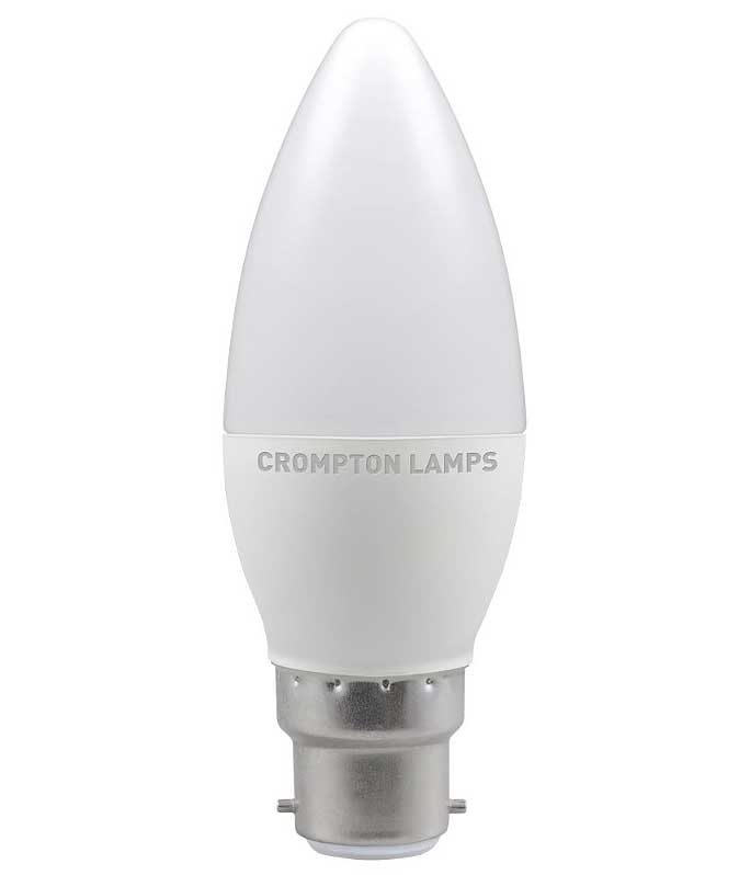 Crompton 9202 5.5W Dimmable LED BC/B22 Frosted Candle Lamp Warm White