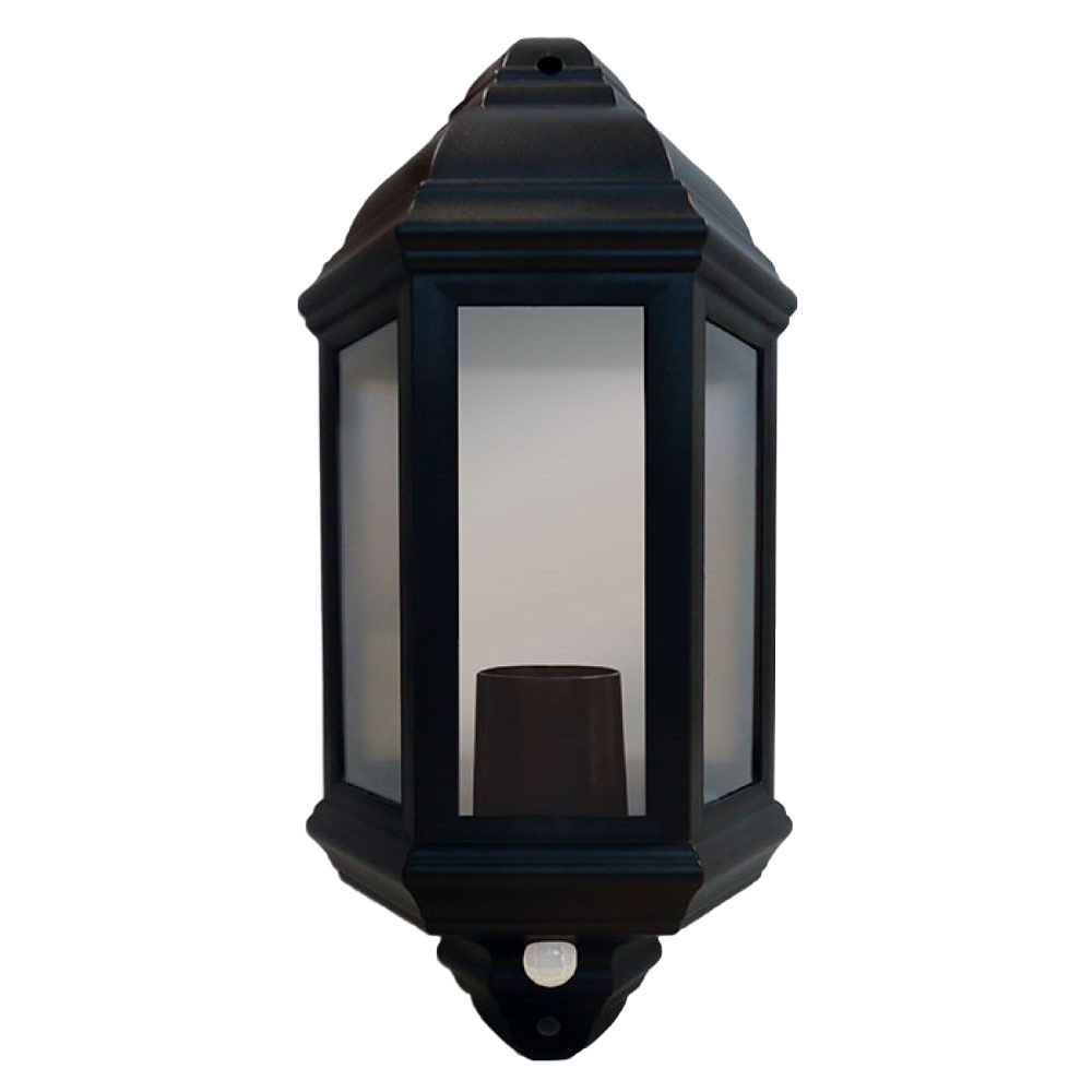 Eterna PIRHL60BK Polycarbonate Half Lantern with PIR -Black