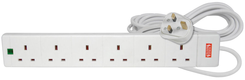 429.850UK 6 Gang Extension Socket with Surge Protection