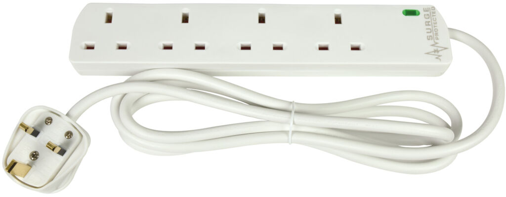 Mercury 4 Gang Extension Socket with 2 Meter Lead Surge Protection
