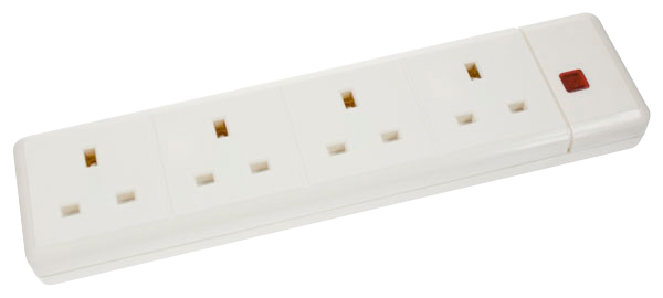 Scolmore Essentials ES003 4 Gang 13A Trailing Socket with Neon
