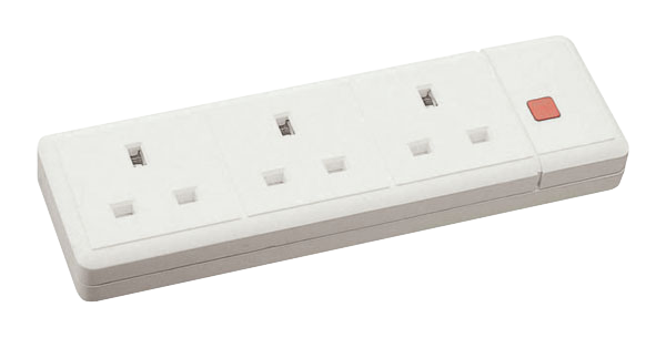 Scolmore Essentials ES008 3 Gang 13A Trailing Socket with Neon