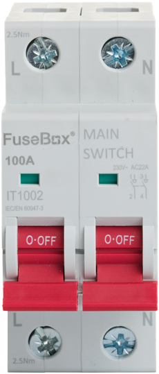 Fusebox IT1002 100A Main 2 Pole Isolator Switch - peclights london