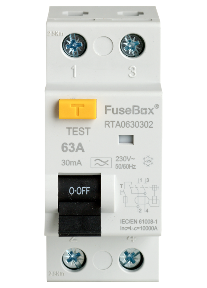 Fusebox 63A Type A RCD 2 Pole