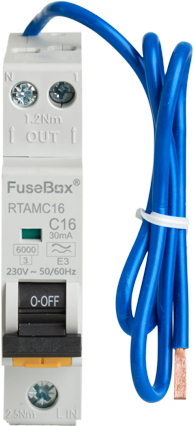 Fusebox RTAMC16 C Curve 16 Amp Type A Mini RCBO - peclights