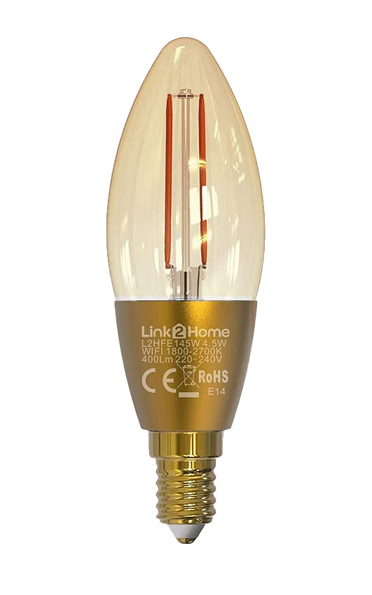 Link2Home Smart WiFi Candle Filament Bulb SES/E14 with Alexa and Google Voice Control