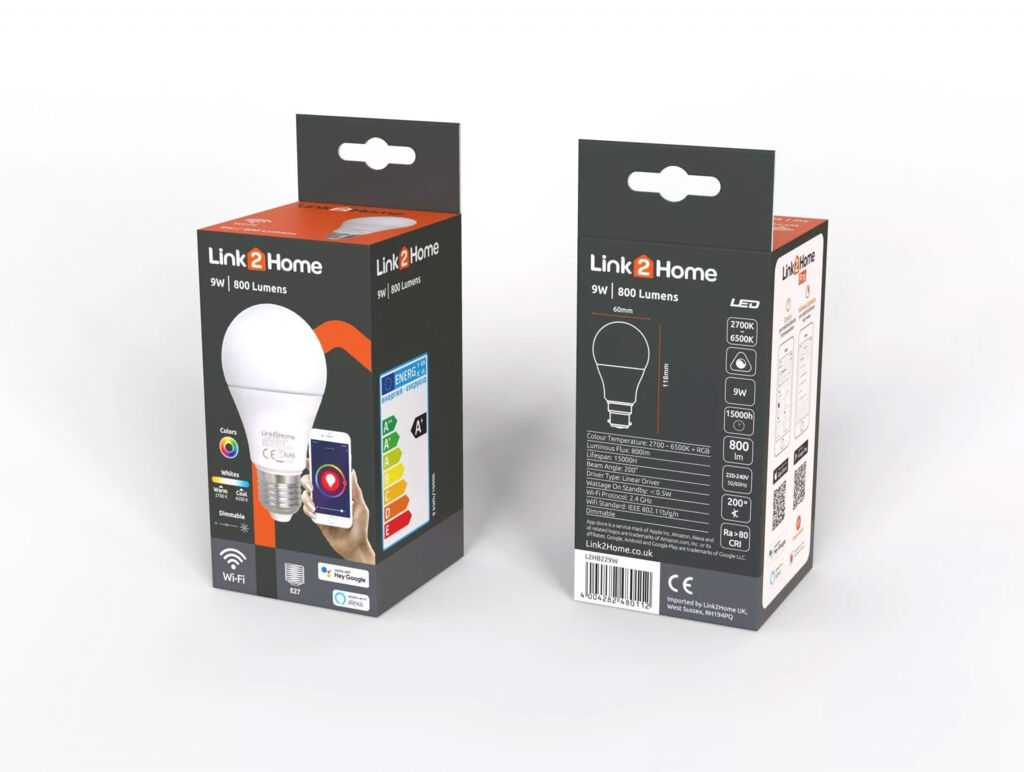 Link2Home Smart WiFi Bulb ES/E27 with RGBW & Alexa and Google Voice Control