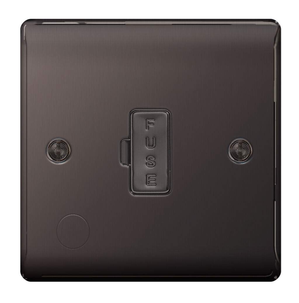 BG Nexus Metal NBN55 Black Nickel 13A Unswitched Fused Connection Unit with Flex Outlet