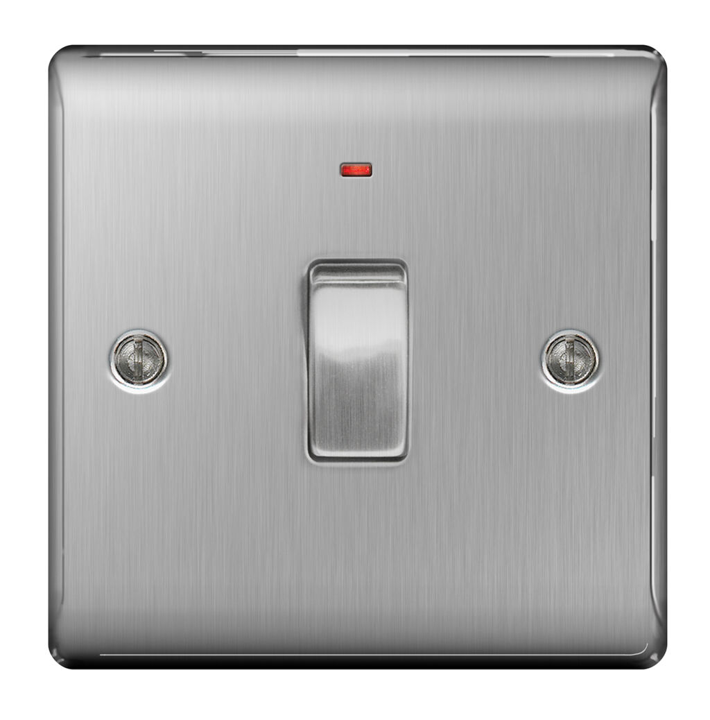 BG Nexus Metal NBS31 Brushed Steel 20A DP Switch with Neon
