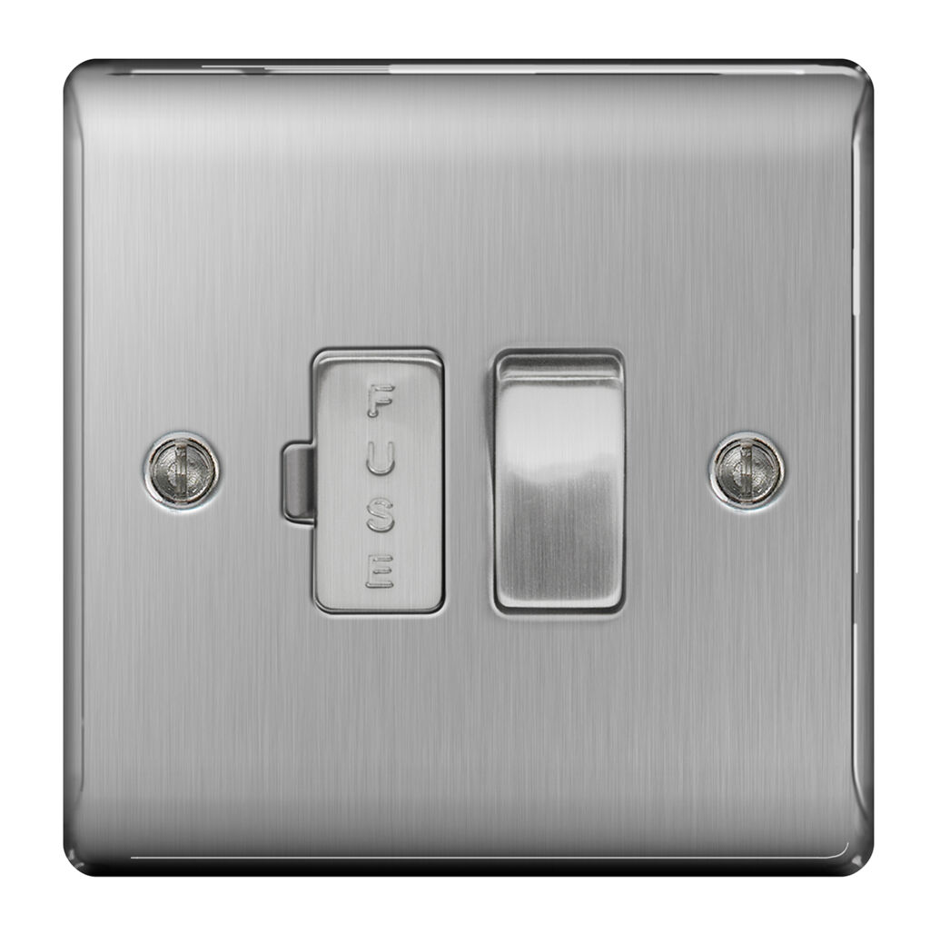BG Nexus Metal NBS50 Brushed Steel 13A Switched Fused Connection Unit