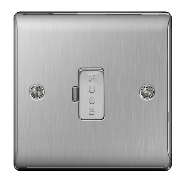BG Nexus Metal NBS54 Brushed Steel 13A Unswitched Fused Connection Unit