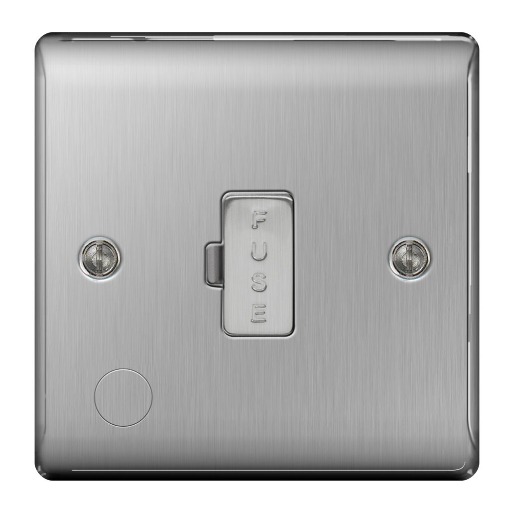 BG Nexus Metal NBS55 Brushed Steel 13A Unswitched Fused Connection Unit with Flex Outlet