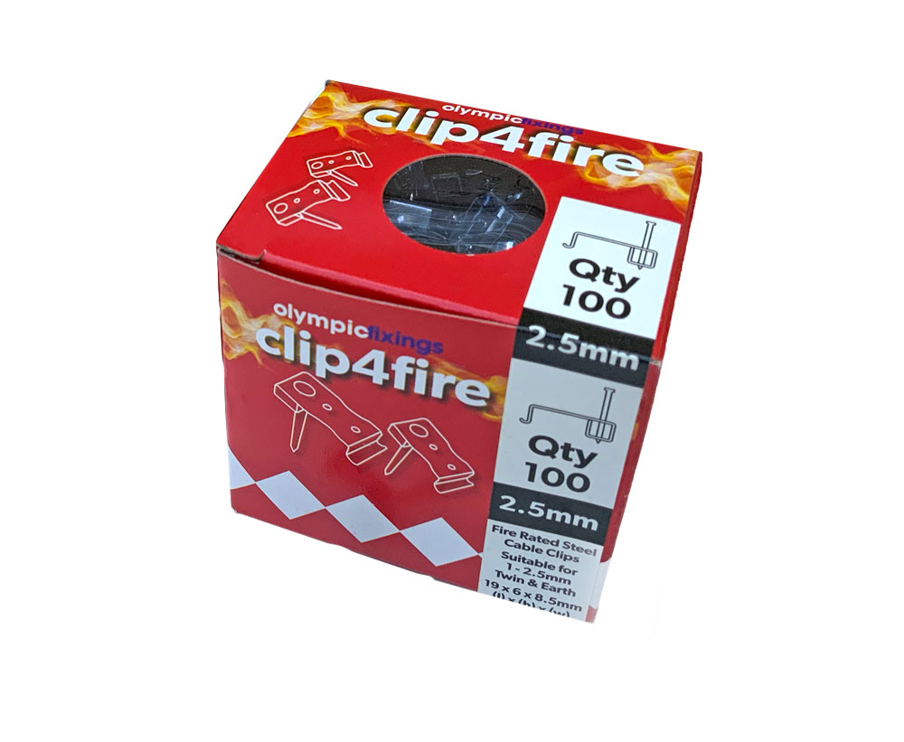 Olympic Clip4Fire Rated 1-2.5mm T&E Steel Flat Clips - Pack 100