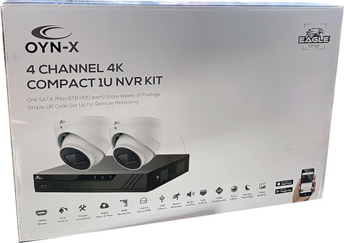 Qvis Onyx IP 4K 4 Channel Kit with NVR, 1TB Hard Drive, 2 x 8MP Turret Fixed White Cameras