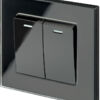 Retrotouch 00218 Retractive/Pulse Light Switch 2 Gang Black PG