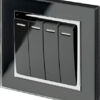 Retrotouch 00257 Retractive/Pulse Light Switch 4 Gang Black CT