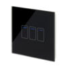 Crystal 01410 3 Gang 1 Way Touch Switch Black Glass