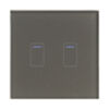 Retrotouch Crystal 01414 2 Gang 1 Way Touch Switch Grey Glass