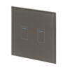 Retrotouch Designer 01414 2 Gang 1 Way Touch Switch Grey Glass