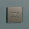 Home Decor 01416 3 Gang 1 Way Touch Switch Grey Glass