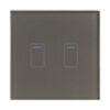 Retrotouch Crystal 01435 2 Gang 1 Way Touch Dimmer Grey Glass