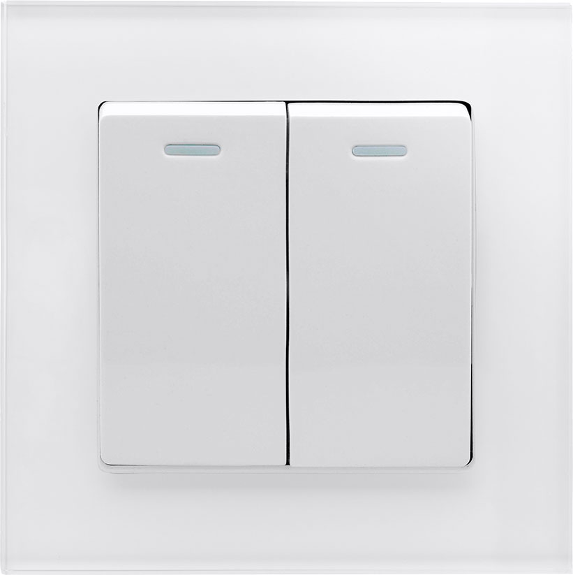 Retractive/Pulse Light Switch 2 Gang White PG