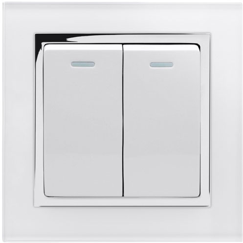 Retractive/Pulse Light Switch 2 Gang White CT