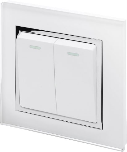 Retrotouch 00220 Retractive/Pulse Light Switch 2 Gang White CT