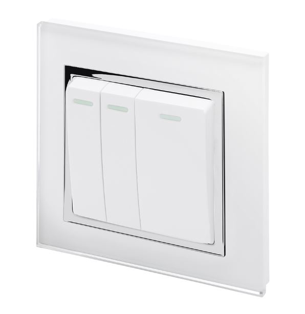 Retrotouch 00232 Mechanical Light Switch 3 Gang Intermediate White CT