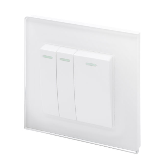 Retrotouch 00234 Mechanical Light Switch 3 Gang Intermediate White PG