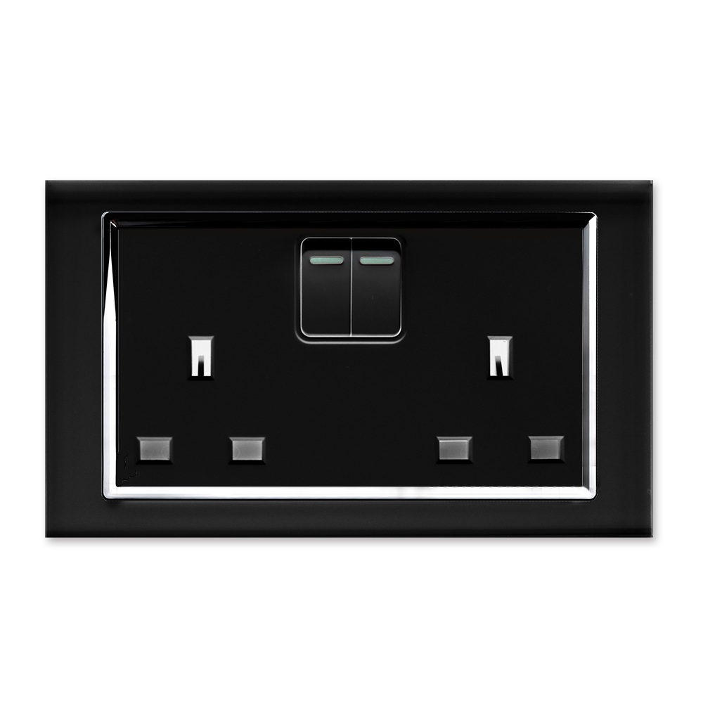 Retrotouch 00661 13A DP Double Plug Socket with Switch Black CT