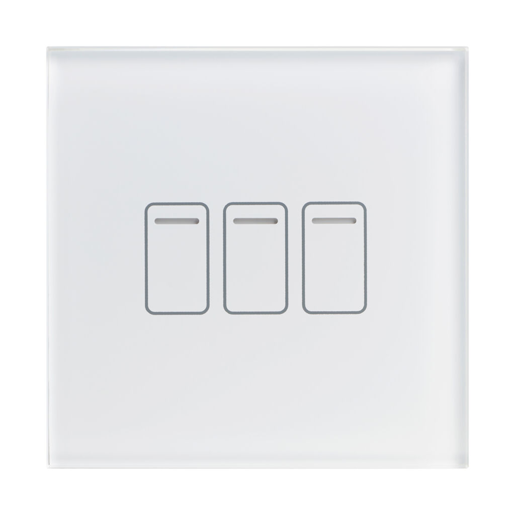 Crystal 01404 3 Gang 1 Way Touch Switch White Glass
