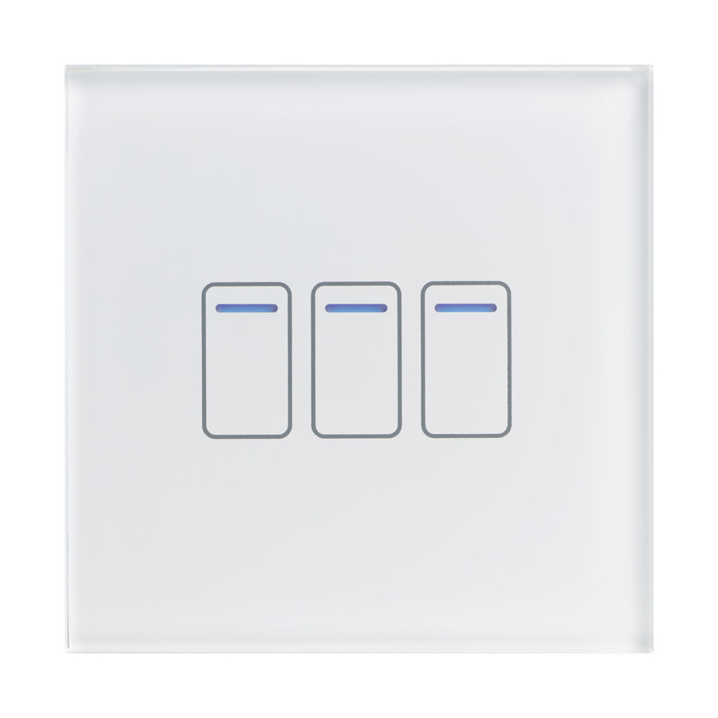 Retrotouch Crystal 01404 3 Gang 1 Way Touch Switch White Glass