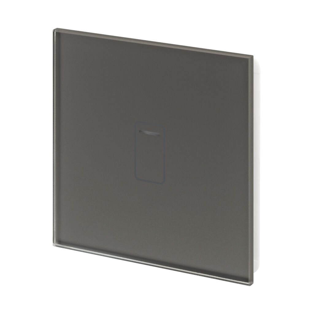 01412 1 Gang 1 Way Touch Switch Grey Glass