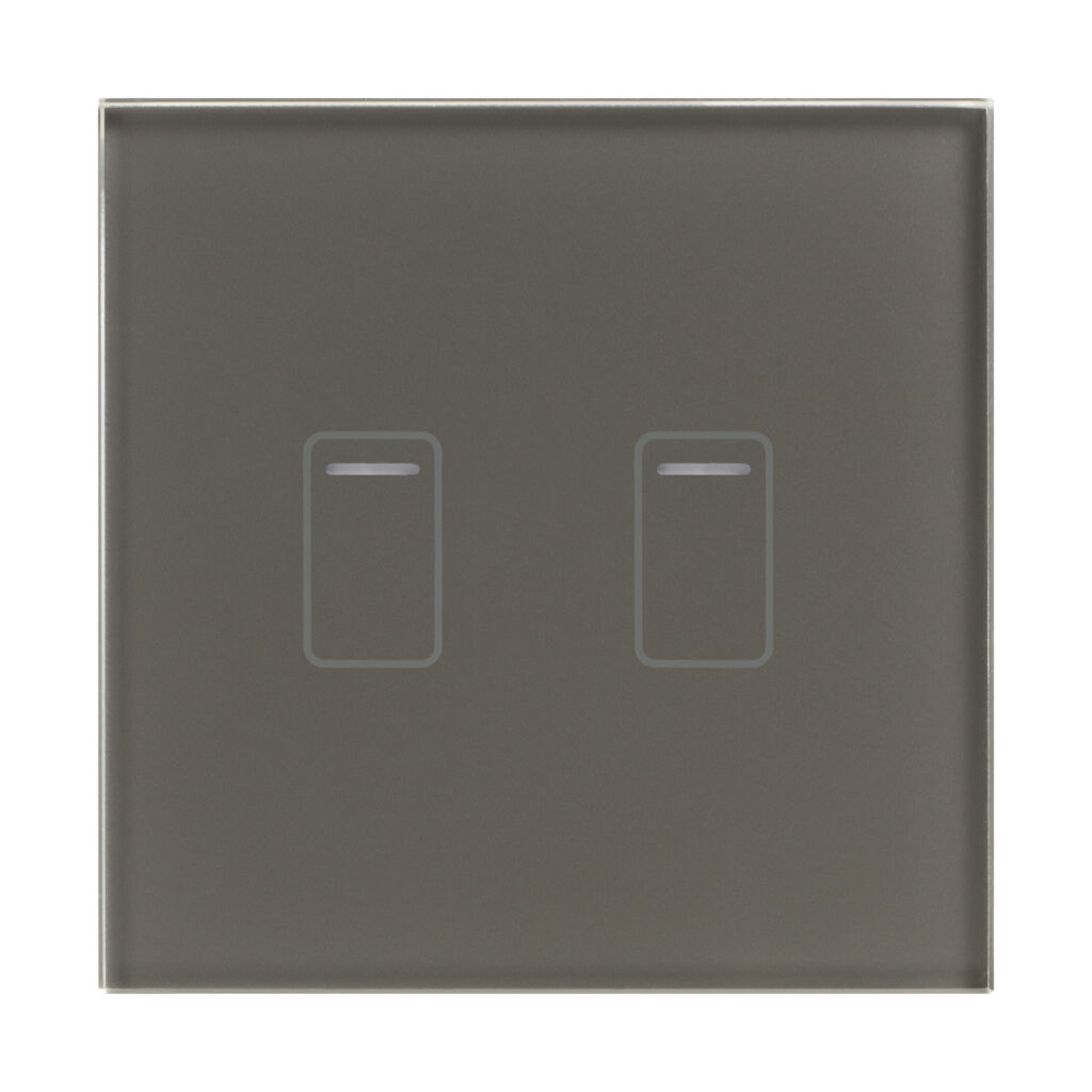 Crystal 01414 2 Gang 1 Way Touch Switch Grey Glass