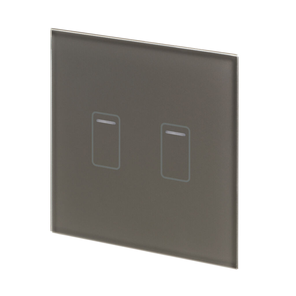 01415 2 Gang 2 Way/Intermediate Touch Switch Grey Glass