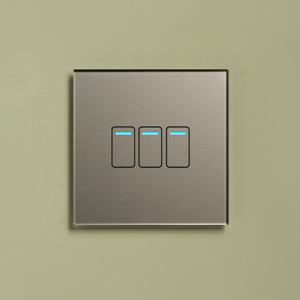 Designer 3 Gang 1 Way Touch Switch Grey Glass