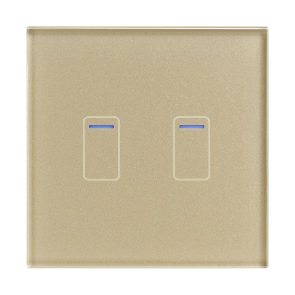Retrotouch Crystal 01420 2 Gang 1 Way Touch Switch Brass Glass