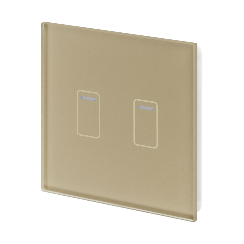 01420 2 Gang 1 Way Touch Switch Brass Glass