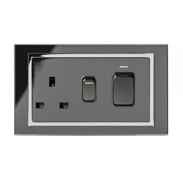 Retrotouch 01841 45A Cooker & 13A Socket Switch Black CT