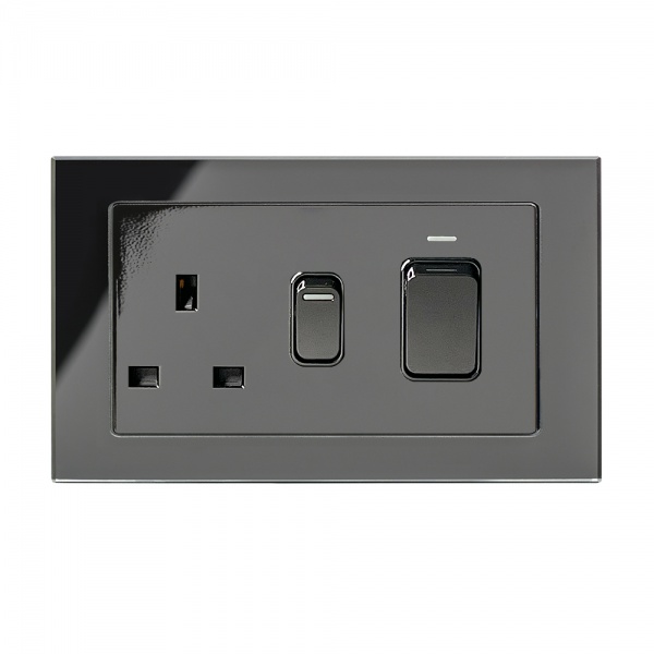 Retrotouch 01843 45A Cooker & 13A Soket Switch Black PG