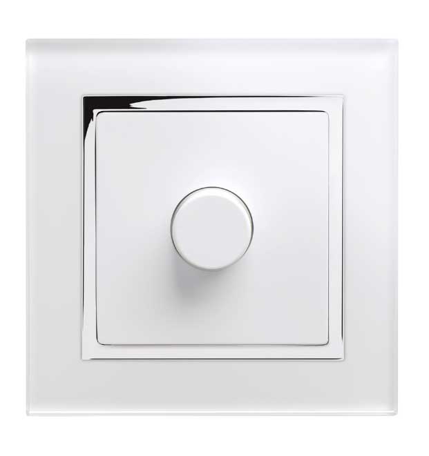 Retrotouch 02040-SM Crystal CT 1 Gang Rotary Intelligent LED Dimmer 2 Way White