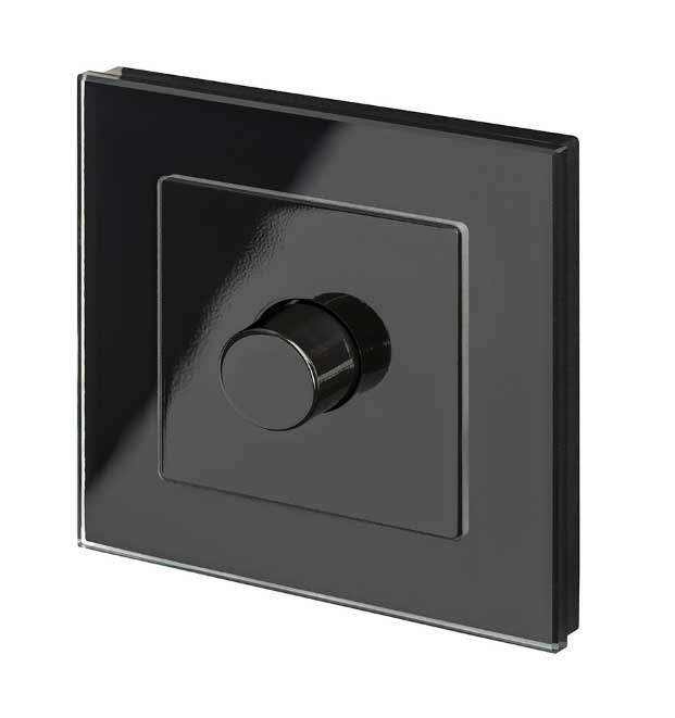 Retrotouch 02043-SM Crystal 1 Gang Rotary Intelligent LED Dimmer 2 Way Black