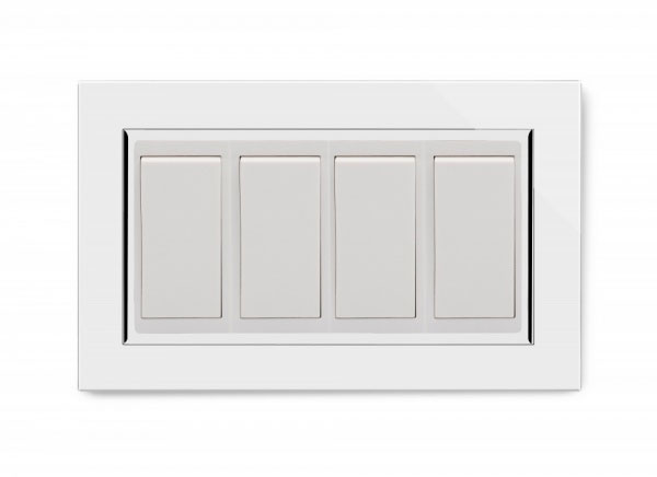 Retrotouch 04503 Mechanical Light Switch 4 Gang 2 Way Double Plate White CT