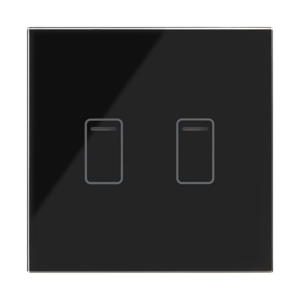 01433 2 Gang 1 Way Touch Dimmer Black Glass