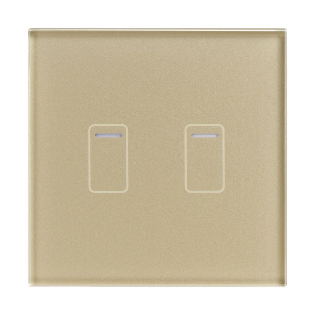 Crystal 01437 2 Gang 1 Way Touch Dimmer Brass Glass