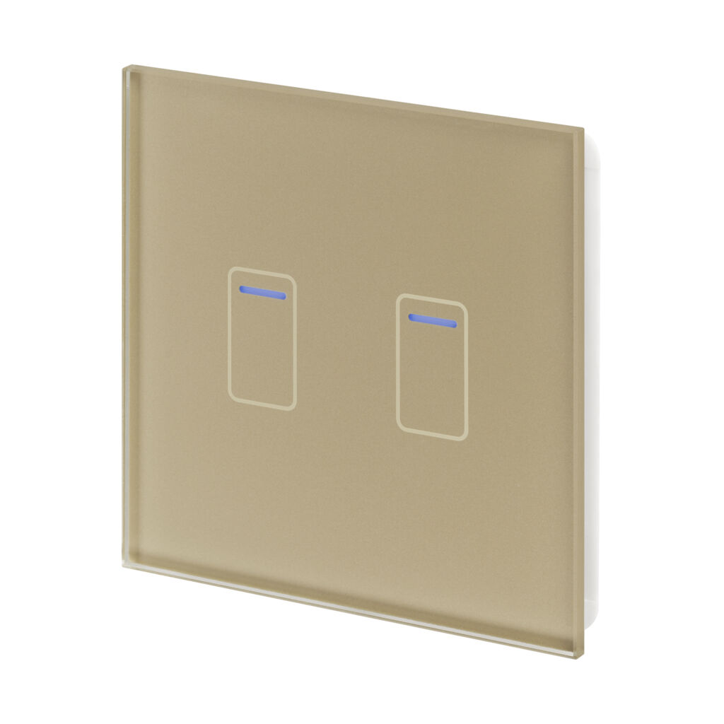 Retrotouch 01437 2 Gang 1 Way Touch Dimmer Brass Glass