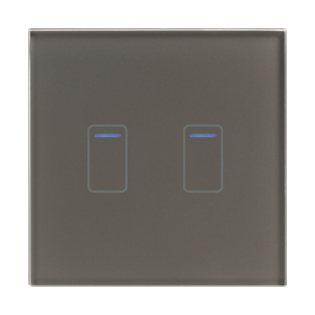 Retrotouch Crystal 01435 2 Gang 1 Way Touch Dimmer Grey Glass